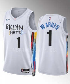 Brooklyn Nets T.J. Warren 1 2022-23 City Edition White Jersey Swingman