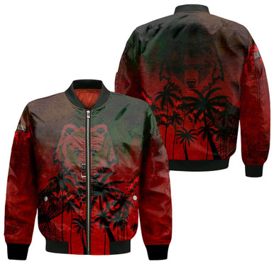 Brown Bears Bomber Jacket Coconut Tree Tropical Grunge - NCAA