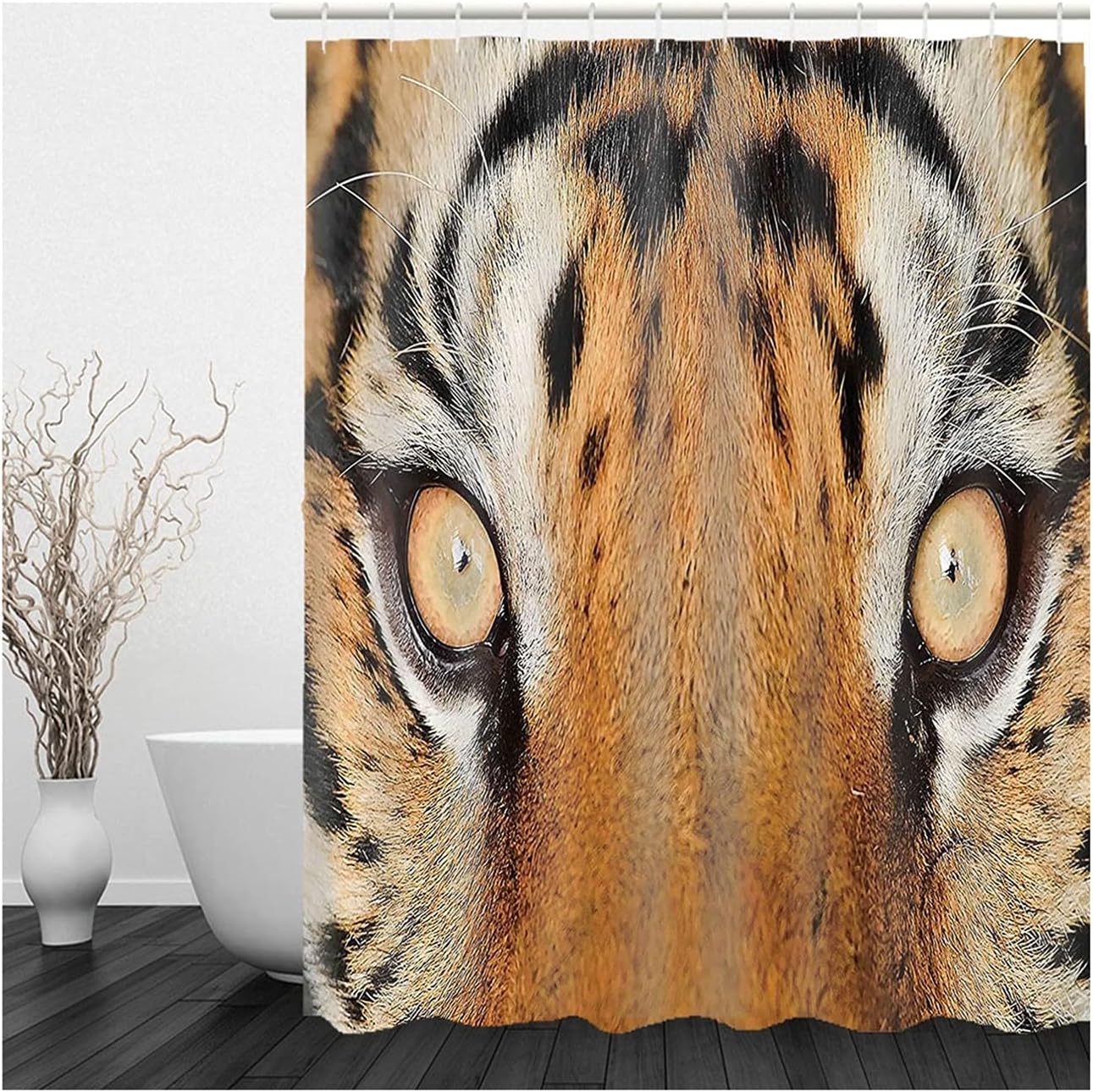 Brown and Black Tiger Eye Abstract Shower Curtain Hooks for Modern Bathroom Decor