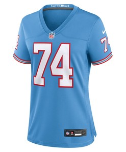 Bruce Matthews 74 Tennessee Titans Oilers Throwback Alternate Game Women Jersey - Light Blue