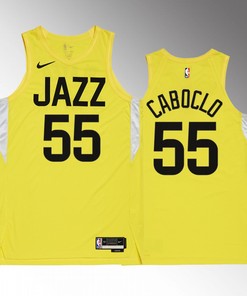 Bruno Caboclo 55 2022-23 Utah Jazz Yellow Icon Edition Jersey Remix