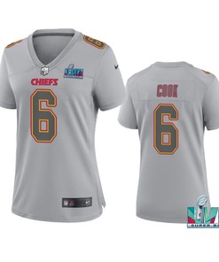 Bryan Cook 6 Kansas City Chiefs Super Bowl LVII Atmosphere Jersey - Women Gray