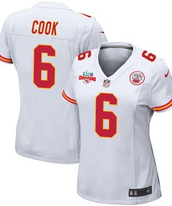 Bryan Cook 6 Kansas City Chiefs Super Bowl LVII Champions 3 Stars Women Game Jersey - White