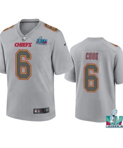 Bryan Cook 6 Kansas City Chiefs Super Bowl LVII Youth Atmosphere Game Jersey - Gray