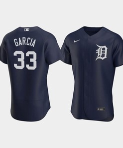 Bryan Garcia 33 Detroit Tigers Team Logo Navy Alternate Jersey