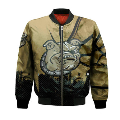Bryant Bulldogs Bomber Jacket Basketball Net Grunge Pattern- NCAA