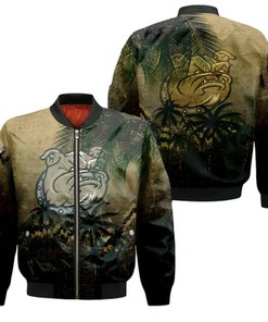 Bryant Bulldogs Bomber Jacket Coconut Tree Tropical Grunge - NCAA