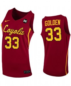 Bryce Golden 33 Loyola Chicago Ramblers Red Jersey 2022-23 College Basketball