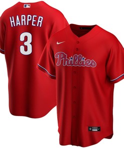 Bryce Harper 3 Philadelphia Phillies Alternate Player Men Jersey - Red Jersey