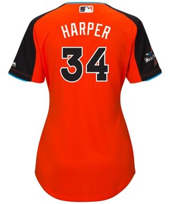 Bryce Harper National League Majestic Womens 2017 Mlb All-star Game Home Run Derby Jersey - Orange