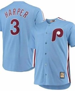 Bryce Harper Philadelphia Phillies Big And Tall Alternate Cool Base Player Jersey - Light Blue
