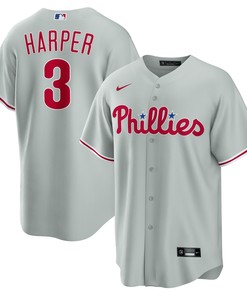 Bryce Harper Philadelphia Phillies Road Replica Player Name Jersey Gray Mlb