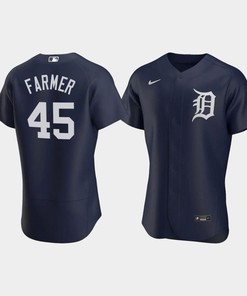 Buck Farmer 45 Detroit Tigers Team Logo Navy Alternate Jersey