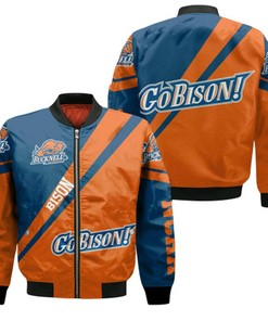 Bucknell Bison Logo Bomber Jacket Cross Style - NCAA