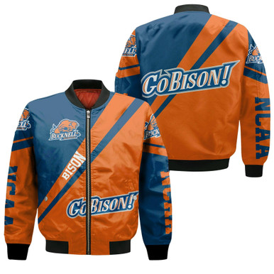 Bucknell Bison Logo Bomber Jacket Cross Style - NCAA