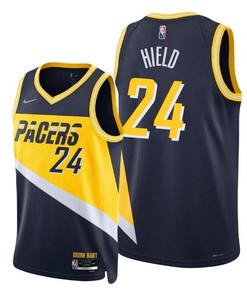Buddy Hield 24 Indiana Pacers 2022 City Edition Blue Jersey Diamond Badge - Men Jersey