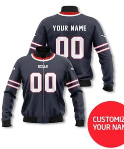 Bufallo Bills Nfl Super Bowl Champions Blue Jersey Style Gift With Custom Number Name For Bills Fans Bomber Jacket