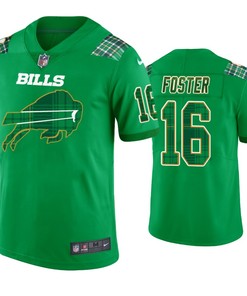 Buffalo Bills #16 Robert Foster Kelly Green St. Patricks Day Jersey - Men