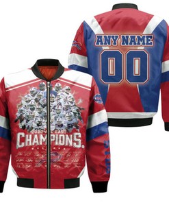 Buffalo Bills 2020 AFC East Champions Team Signatures NFL Gift With Custom Name Number For Bills Fans Bomber Jacket