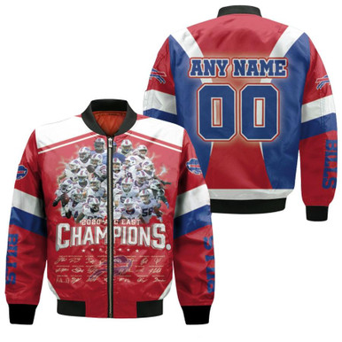 Buffalo Bills 2020 AFC East Champions Team Signatures NFL Gift With Custom Name Number For Bills Fans Bomber Jacket