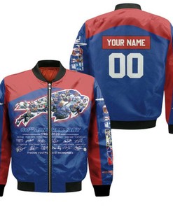 Buffalo Bills 2020 AFC East Division Champs 60th Anniversary Legend With Sign Personalized Bomber Jacket