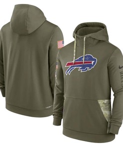 Buffalo Bills 2022 Salute to Service Therma Performance Pullover Hoodie - Olive, Men