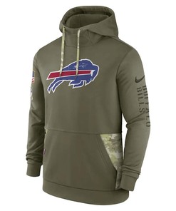 Buffalo Bills 2022 Salute to Service Therma Performance Pullover Hoodie - Olive, Men