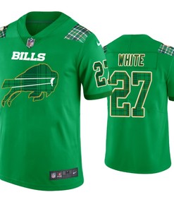 Buffalo Bills #27 Tredavious White Kelly Green St. Patricks Day Jersey - Men