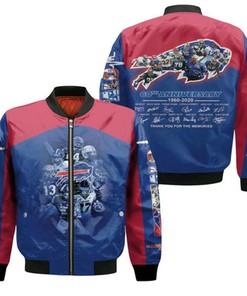 Buffalo Bills 60Th Anniversary Player Art With Signature Bomber Jacket Model 628