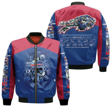 Buffalo Bills 60Th Anniversary Player Art With Signature Bomber Jacket Model 628