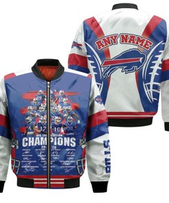 Buffalo Bills AFC East Division Champions 2020 Legends Signature NFL Gift With Custom Name For Bills Fans Bomber Jacket