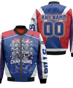 Buffalo Bills Afc East Divisions Champions 2020 Signatures NFL Gift With Custom Name Number For Bills Fans Bomber Jacket