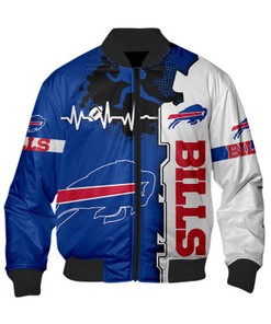 Buffalo Bills Bomber jacket graphic heart ECG line