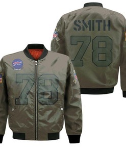Buffalo Bills Bruce Smith #78 NFL Great Player Camo 2019 Salute To Service Custom Gift For Bills Fans Bomber Jacket