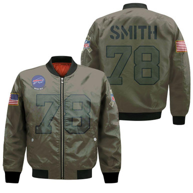 Buffalo Bills Bruce Smith #78 NFL Great Player Camo 2019 Salute To Service Custom Gift For Bills Fans Bomber Jacket