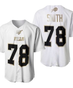 Buffalo Bills Bruce Smith #78 Nfl White 100th Season Golden Brandedition Jersey Style Gift For Bills Fans Baseball Jersey