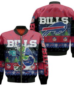 Buffalo Bills Christmas Grinch In Toilet Knitting Pattern 3D Jersey Bomber Jacket