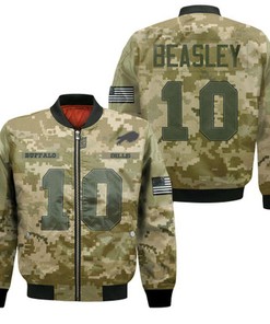 Buffalo Bills Cole Beasley #10 Great Player NFL American Football Team Logo Camouflage Gift For Bills Fans Bomber Jacket