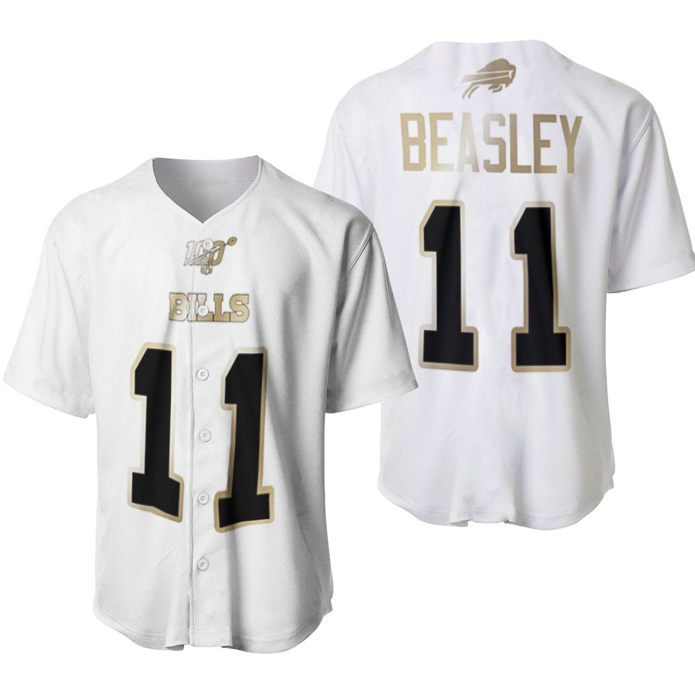 Buffalo Bills Cole Beasley #11 Nfl White 100th Season Golden Brandedition Jersey Style Gift For Bills Fans Baseball Jersey