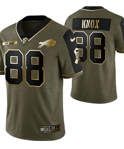 Buffalo Bills Dawson Knox 88 2021 Nfl Golden Brandedition Olive Jersey Gift For Bills Fans