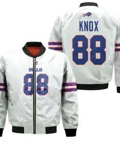 Buffalo Bills Dawson Knox #88 NFL Great Player American Football Team Game White Gift For Bills Fans Bomber Jacket