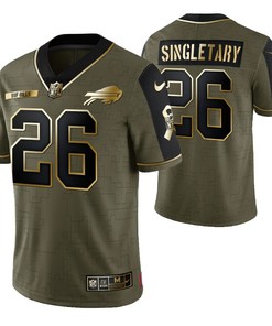 Buffalo Bills Devin Singletary 26 2021 Nfl Golden Brandedition Olive Jersey Gift For Bills Fans