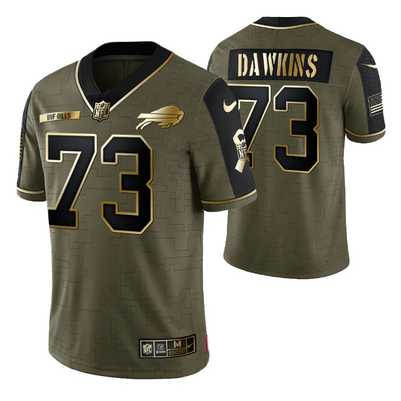 Buffalo Bills Dion Dawkins 73 2021 Nfl Golden Brandedition Olive Jersey Gift For Bills Fans