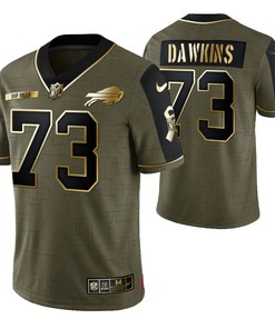 Buffalo Bills Dion Dawkins 73 2021 Nfl Golden Brandedition Olive Jersey Gift For Bills Fans