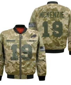 Buffalo Bills Isaiah McKenzie #19 Great Player NFL American Football Team Logo Camouflage Gift For Bills Fans Bomber Jacket