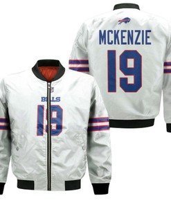 Buffalo Bills Isaiah McKenzie #19 NFL Great Player American Football Team Game White Gift For Bills Fans Bomber Jacket