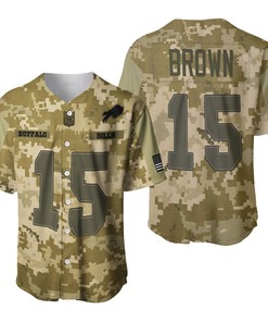 Buffalo Bills John Brown #15 Great Player Nfl American Football Team Logo Camouflage 3d Designed Allover Gift For Bills Fans Baseball Jersey