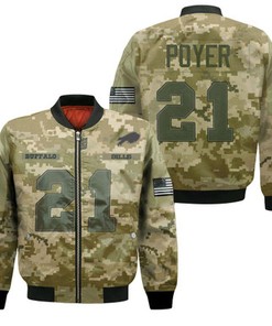 Buffalo Bills Jordan Poyer #21 Great Player NFL American Football Team Logo Camouflage Gift For Bills Fans Bomber Jacket