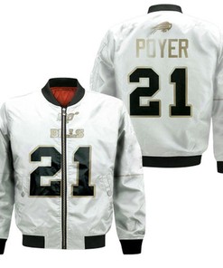 Buffalo Bills Jordan Poyer #21 NFL White 100th Season Golden Edition Jersey Style Gift For Bills Fans Bomber Jacket