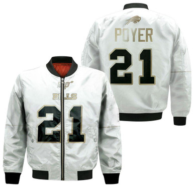 Buffalo Bills Jordan Poyer #21 NFL White 100th Season Golden Edition Jersey Style Gift For Bills Fans Bomber Jacket